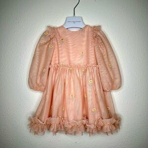 Stella McCartney Kids Peach & Sunflower Floral Long Sleeve Dress 3-6 Months